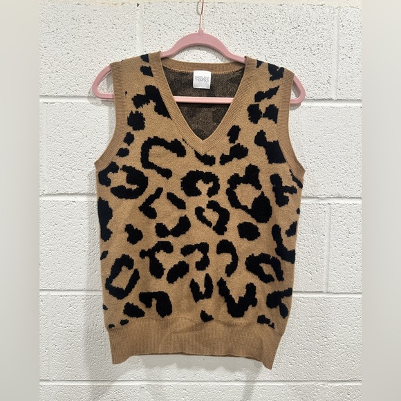 MADELEINE THOMPSON Tan and Black Leopard Sweater Vest - Picture 1 of 4